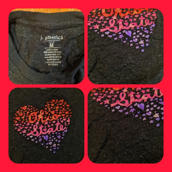 5/$25 black glittered cursive Ohio State heart tshirt, youth Medium, - Picture 2 of 3